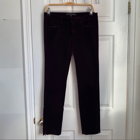 Victoria Beckham Purple Velvet Ankle Pants - Picture 3 of 8